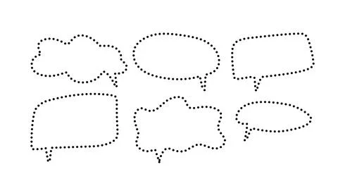 Speech bubble set with decorative dots line Stock Illustration