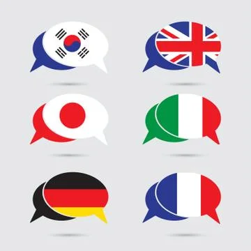Speech bubble set with flag in vector format Stock Illustration
