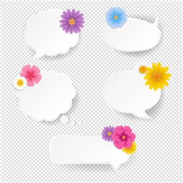Speech Bubble Set With Flowers Stock Illustration