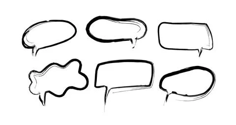 Speech bubble set in hand drawn doodle style Stock Illustration