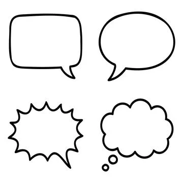 Speech Bubble Set Line Art Vector Illustration Isolated on White Background Stock Illustration