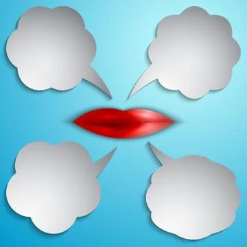 Speech bubble set with lips Stock Illustration