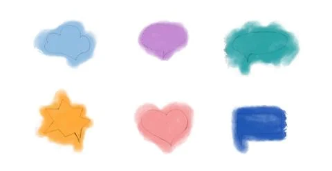 Speech bubble set. Multicolor watercolor banners isolated on white background Stock Illustration