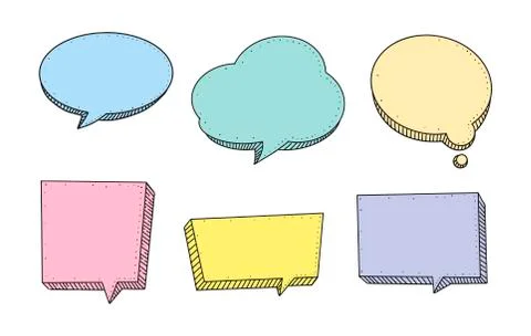 Speech Bubble set in Sketch hand drawn style. Space for quote and text. Vecto 库存插图