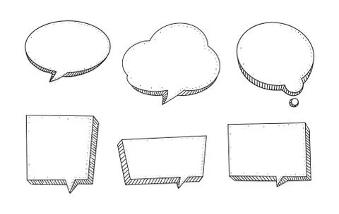 Speech Bubble set in Sketch hand drawn style. Space for quote and text. Vecto Stock Illustration