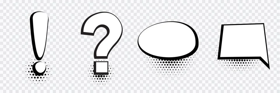Speech bubble set vector, Exclamation point and question mark. Collection of Stock Illustration