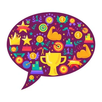 Speech Bubble Shape Banner with Sport Elements Stock Illustration