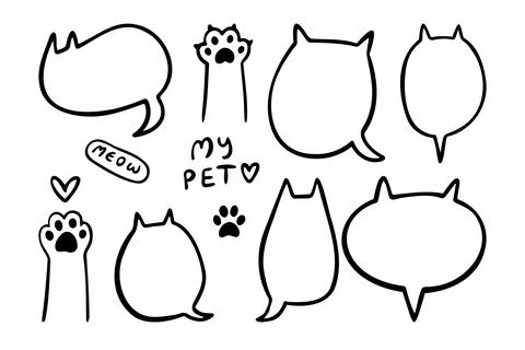 Speech bubble in the shape cat. Empty cute speech bubble with cat ears and tail Stock Illustration