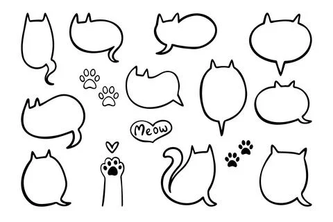 Speech bubble in the shape cat. Empty cute speech bubble with cat ears and tail Stock Illustration