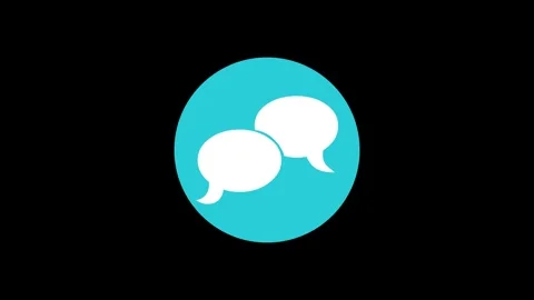Speech bubble shape icon cyan color simple circle animation black background Stock Footage 279098643