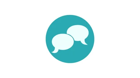 Speech bubble shape icon cyan color simple circle animation white background Stock Footage 279098645