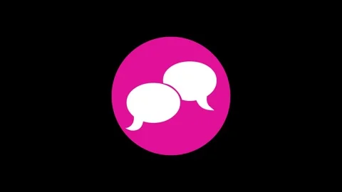 Speech bubble shape icon pink color simple circle animation black background Vídeo Stock 279098648