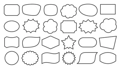 Speech bubble shape text frame box black line set Stock Illustration