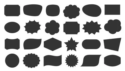 Speech bubble shapes tag black sticker icon set Stock Illustration