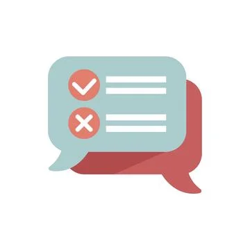 Speech bubble showing check marks for right and wrong answers Stock Illustration