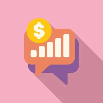 Speech bubble showing increasing bar graph with dollar sign, financial success Stock Illustration
