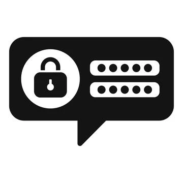 Speech bubble showing lock icon and password protecting private conversation Stock Illustration
