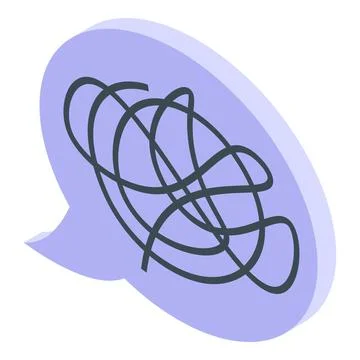 Speech bubble showing tangled lines representing confused thoughts Illustrazione stock