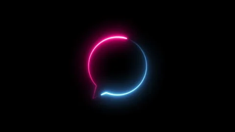 Speech bubble sign abstract neon animation. blue and pink color. seamless loop Stock Footage 288123164