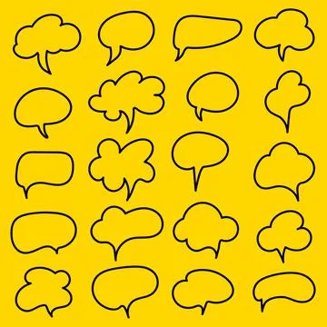 Speech bubble sign set icon. Vector illustration on yellow background. Stock Illustration