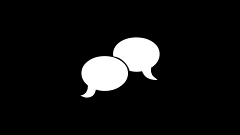 Speech bubble simple shape icon white color animation on black background Stock Footage 279094363