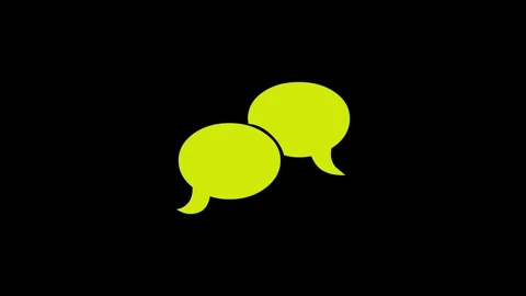 Speech bubble simple shape icon yellow color animation on black background Stock Footage 279094370