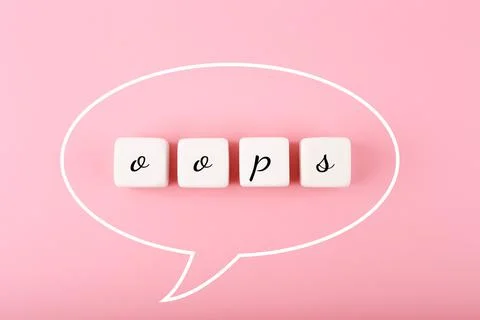 Speech bubble with single word oops on bright pink background Stock Photos