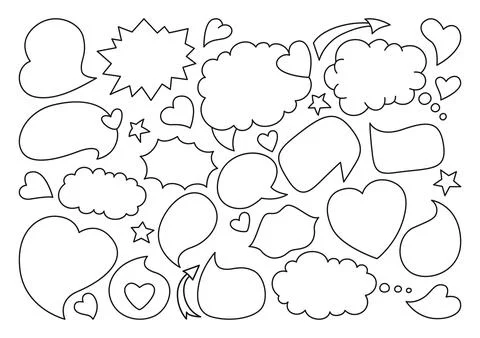 Speech bubble sketch line doodle set dialog vector Stock Illustration