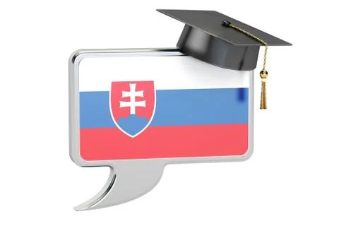 Speech bubble with Slovak flag learning concept 3D rendering Stock Illustration