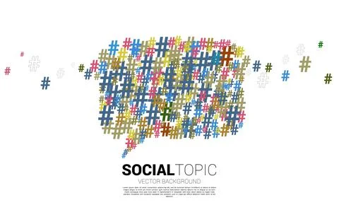 Speech bubble from small hash flow background .concept for social media topic Stock Illustration