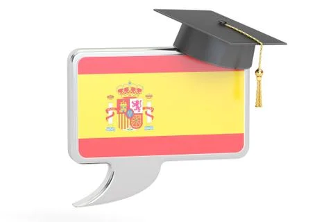 Speech bubble with Spanish flag, learning concept. 3D rendering イラスト素材