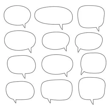 Speech bubble, speech balloon, chat bubble line art vector Stock Illustration