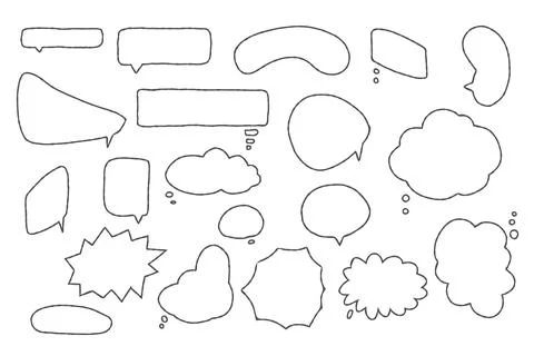 Speech bubble, speech balloon, chat bubble line art vector icon for apps an.. Stock Illustration