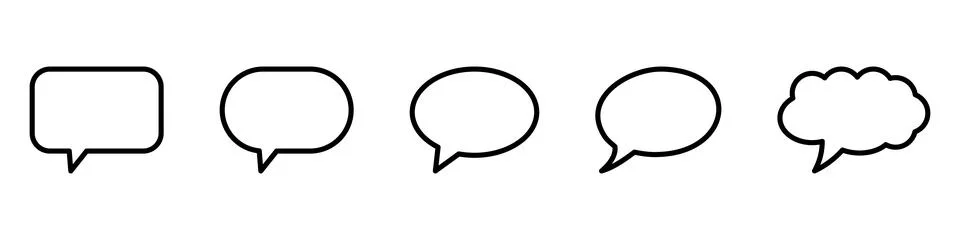 Speech bubble, speech balloon, chat bubble line art vector icon for apps an.. Stock Illustration