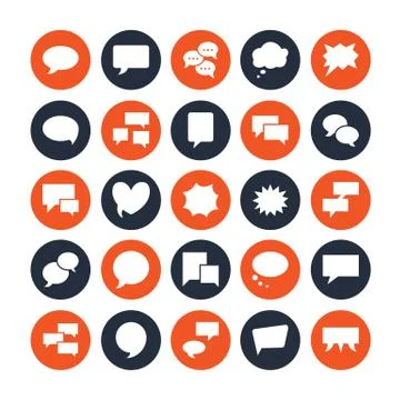 Speech bubble speech flat glyph icons. Chat, comment, idea illustrations. Signs Stock Illustration