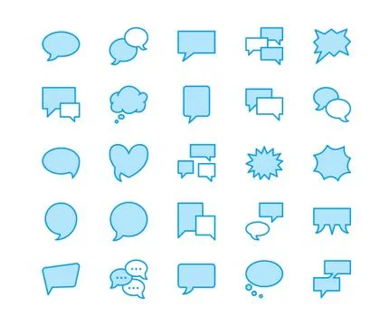 Speech bubble speech flat line icons. Chat, comment, idea illustrations. Thin Stock-Illustration