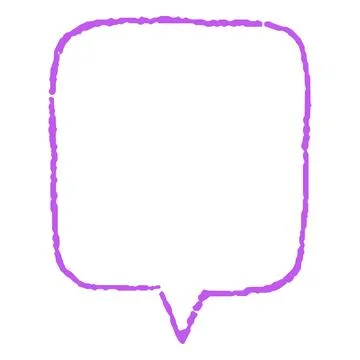 Speech bubble square shape hand drawn with purple pencil. Stock Illustration