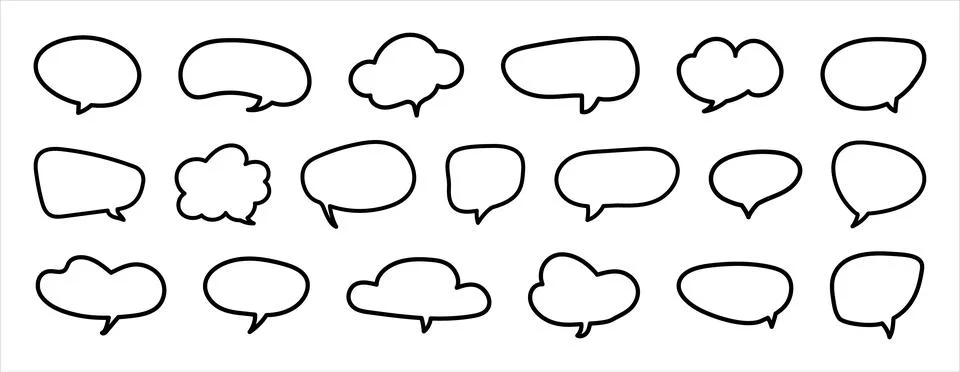 Speech bubble sticker. Fun dialogue outline black frame. Chat box, empty social Ilustración de archivo