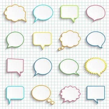 Speech bubble stickers set Stock Illustration