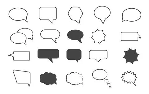 Speech bubble svg, Speech bubble silhouette, Speech bubble outline Stock Illustration