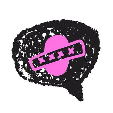 Speech bubble with swear words. Curse crayon doodle text. Strong language Stock Illustration