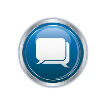 Speech bubble symbol on blue silver button Stock Illustration