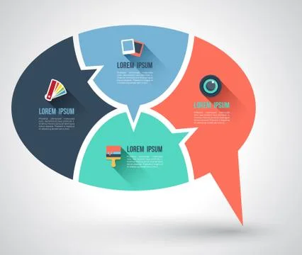 Speech bubble template with icons 스톡 일러스트