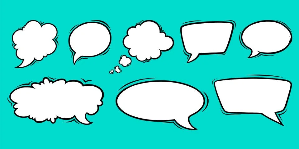 Speech bubble templates for discussions and chats. Set of speech boxes isolated Stock Illustration