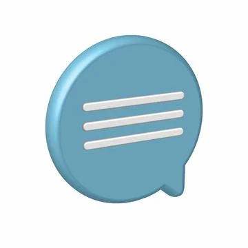Speech bubble with text. 3d vector icon, minimal style. Round Blue Button Illustrazione stock