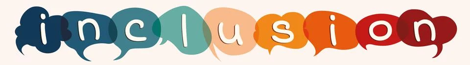 Speech bubble with text -inclusion- Concept of diversity equality and inclusion Stock Illustration