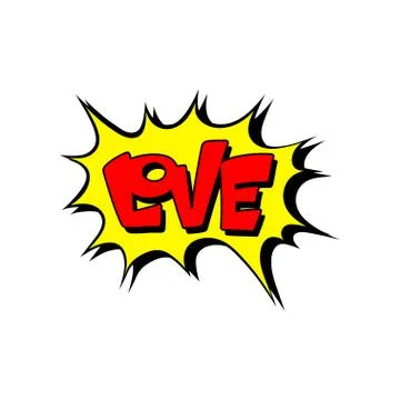 Speech bubble with text Love, cartoon explosion, comic text sound effect vector イラスト素材