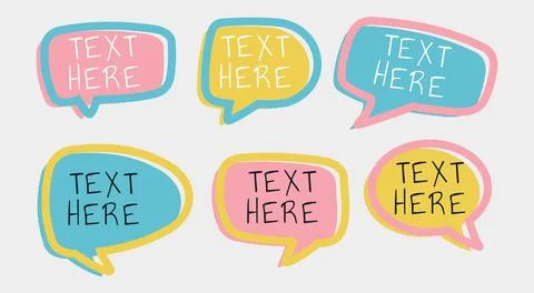 Speech bubble text template, chat. Illustrazione stock
