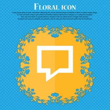 Speech bubble, Think cloud . Floral flat design on a blue abstract background Stock Illustration