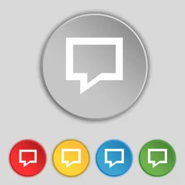 Speech bubble, Think cloud icon sign. Symbol on five flat buttons. Vector Illustrazione stock